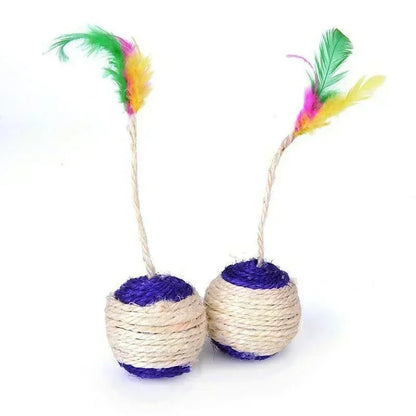 1PC Sisal Scratching Ball with Feathers