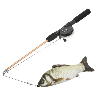 Telescopic Fishing Rod Cat Toy with Realistic Fish