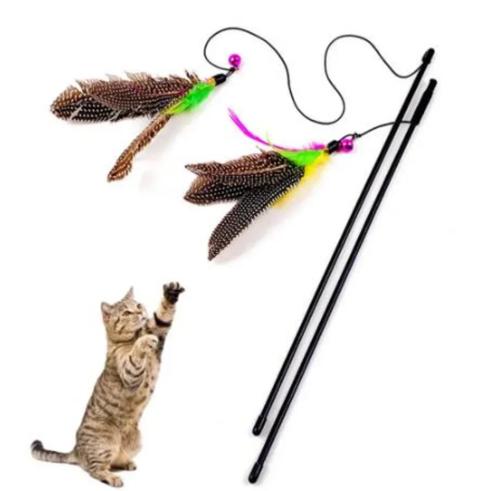 Cat Teaser Wand with Bell and Feathers