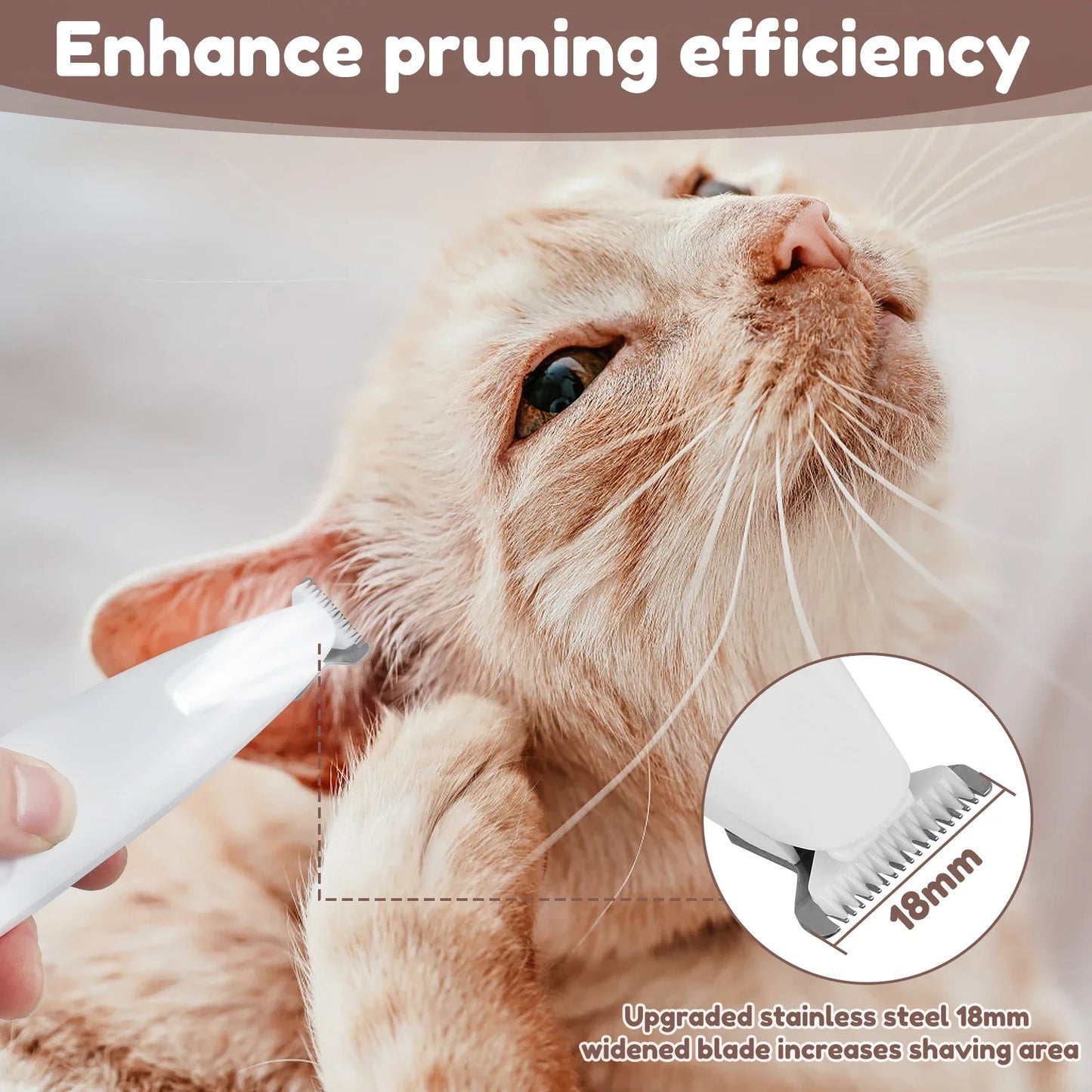 Waterproof Pet Hair Trimmer with LED Display