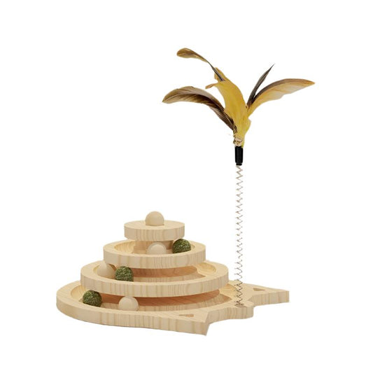 3 Levels Wooden Cat Toy Tower